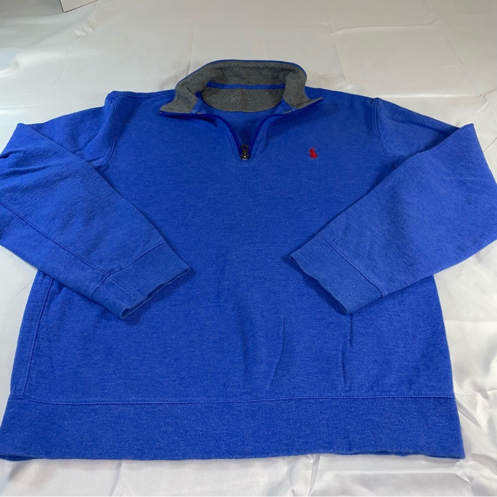 Polo‎ Ralph Lauren Blue Zip-Up Sweater with Red Pony